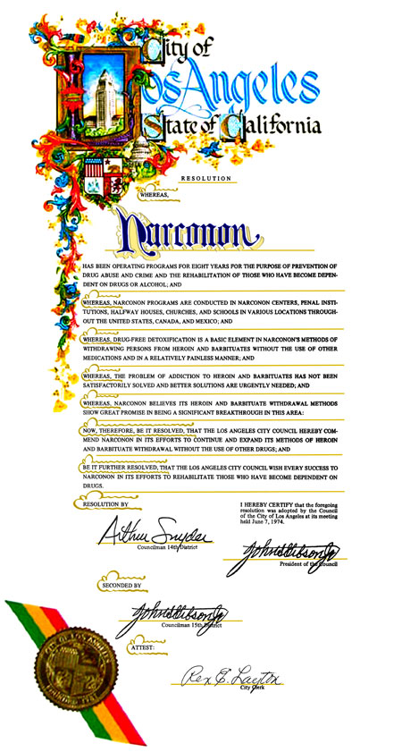 City of Los Angeles Commends Narconon