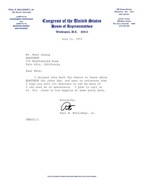 Letter from USA House of Representatives