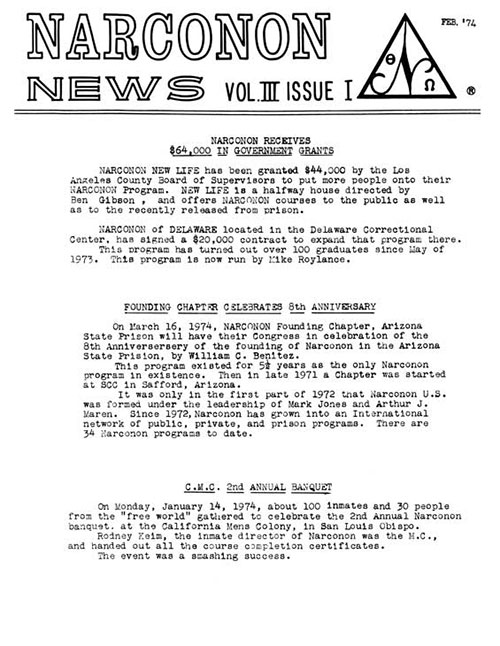 Narconon Receives Government Grants 1974 Newsletter Cover