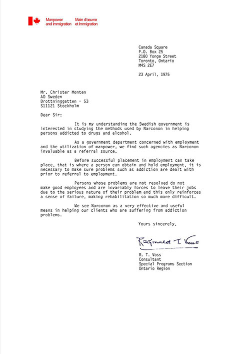 Letter of Recognition from the Government of Canada