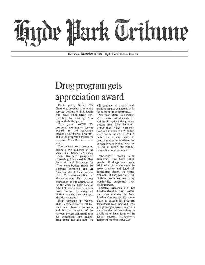 Drug Program Gets Appreciation Award