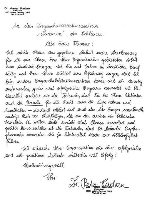 history Letter of Recognition from General Practitioner in Vienna, Austria