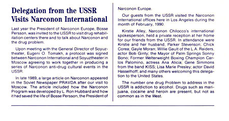 Deligation from the USSR visits Narconon International