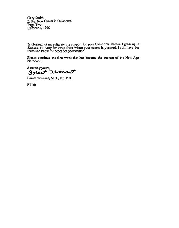 Support for Narconon Oklahoma Letter Page 2