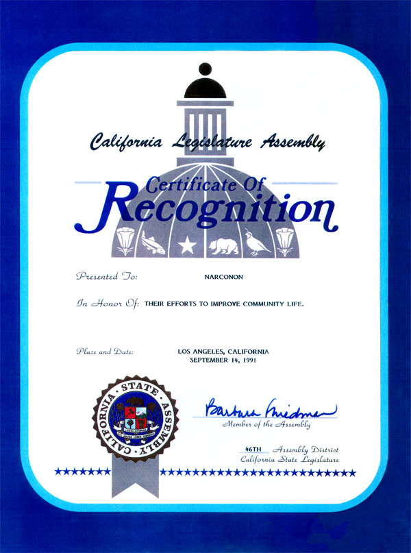 California Narconon Recognition