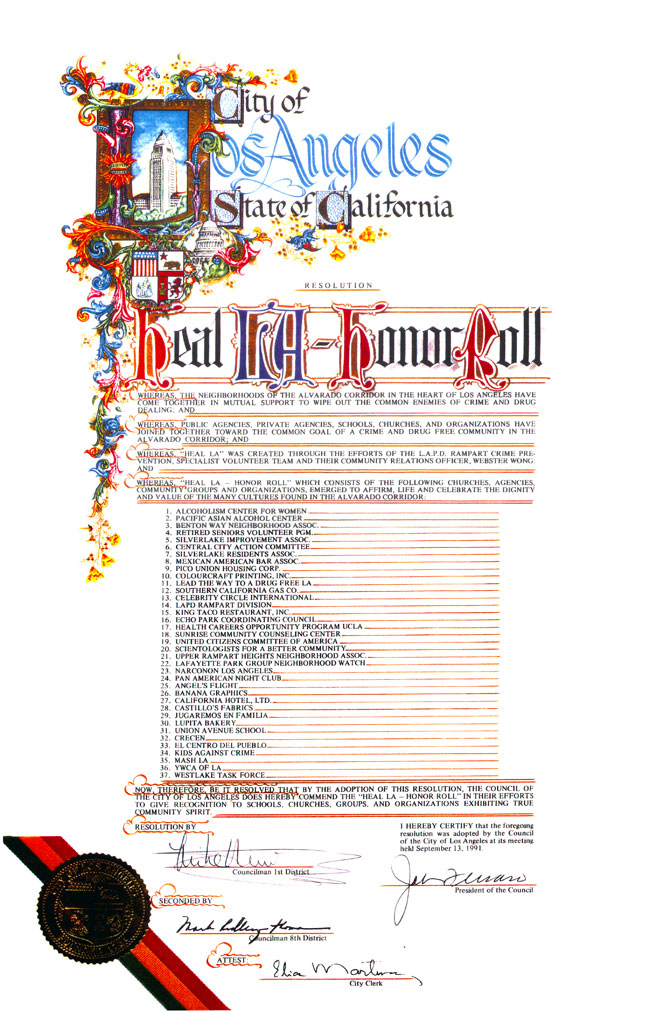 Resolution Los Angeles City Council, 1991