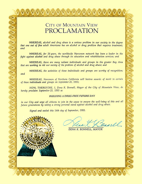 Mountain View California Proclamation