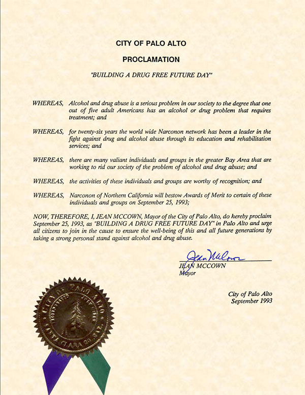 Palo Alto California Proclamation