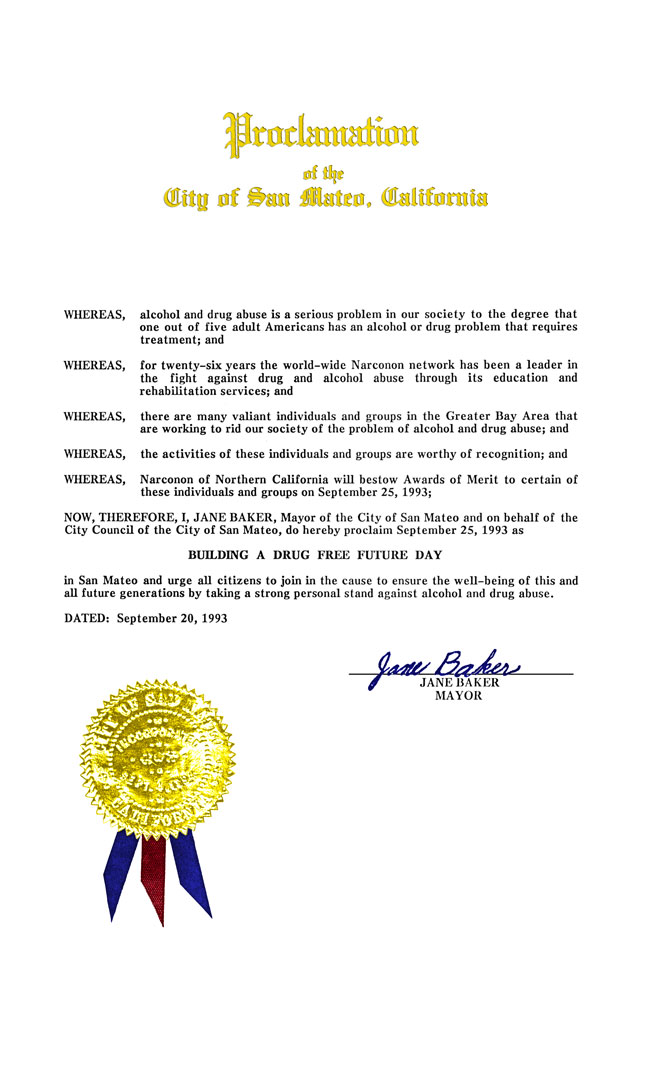 San Mateo California Proclamation