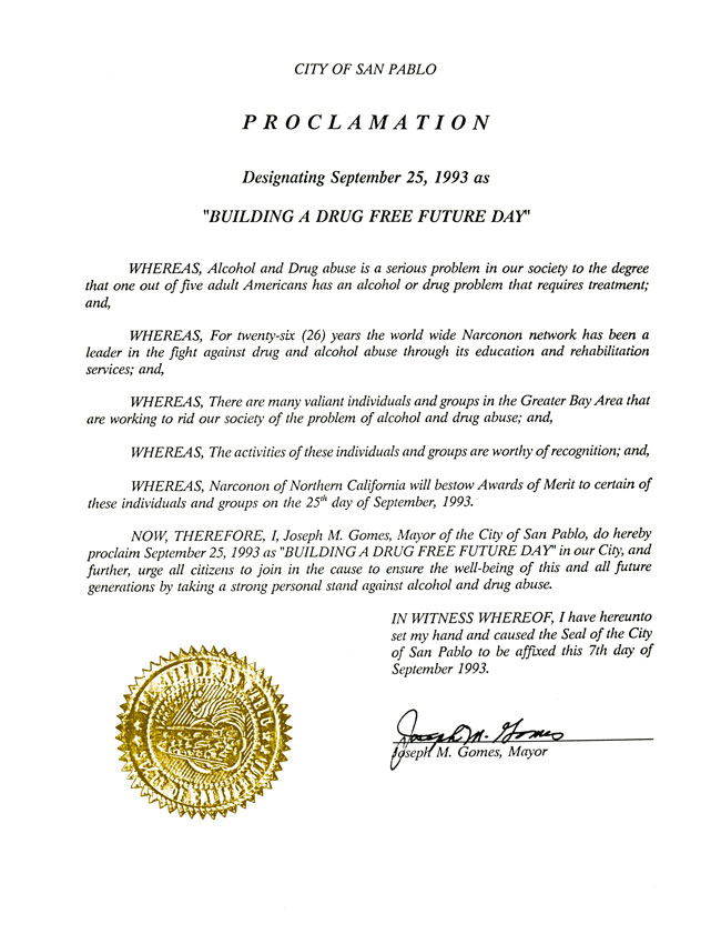 San Pablo California Proclamation