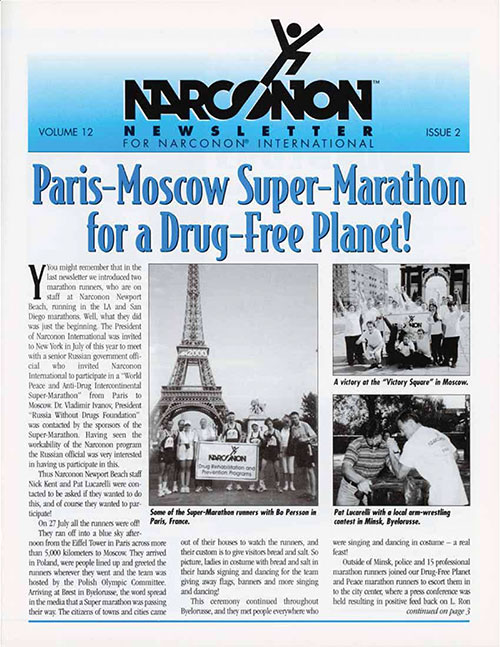 Paris-Moscow Super-Marathon for A Drug Free Planet Newsletter pg1