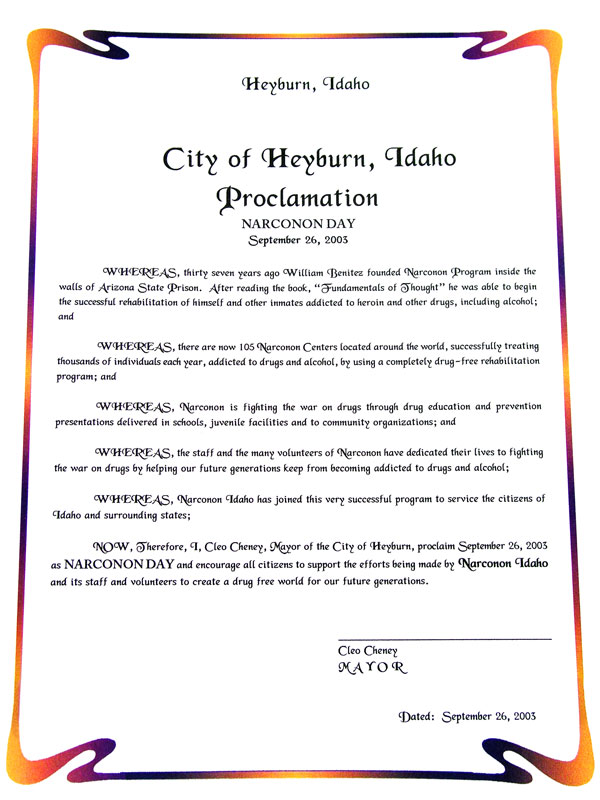 Heyburn Idaho Proclamation