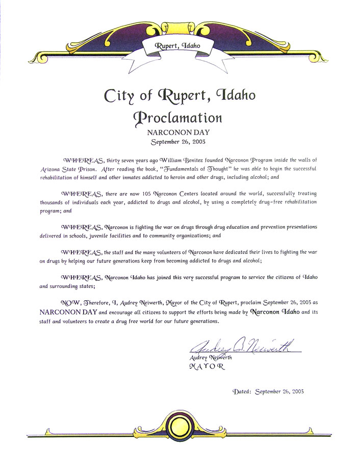 Rupert Idaho Proclamation