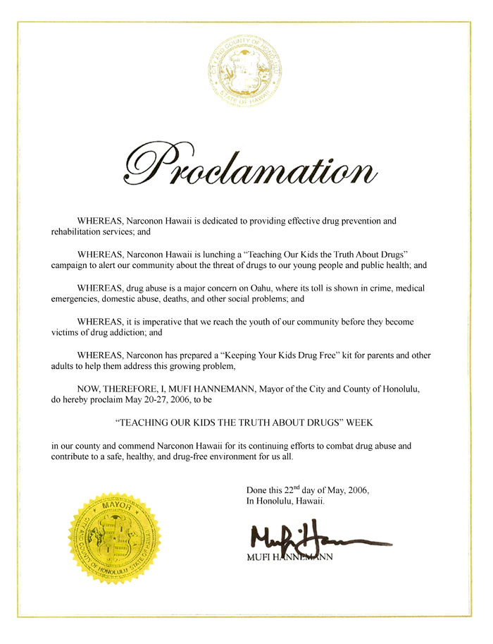 Honolulu Hawaii Proclamation