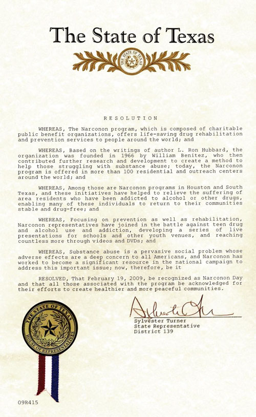 Texas Declares Narconon Day