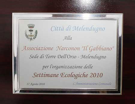 Gabbiano Acknowledgement Plaque