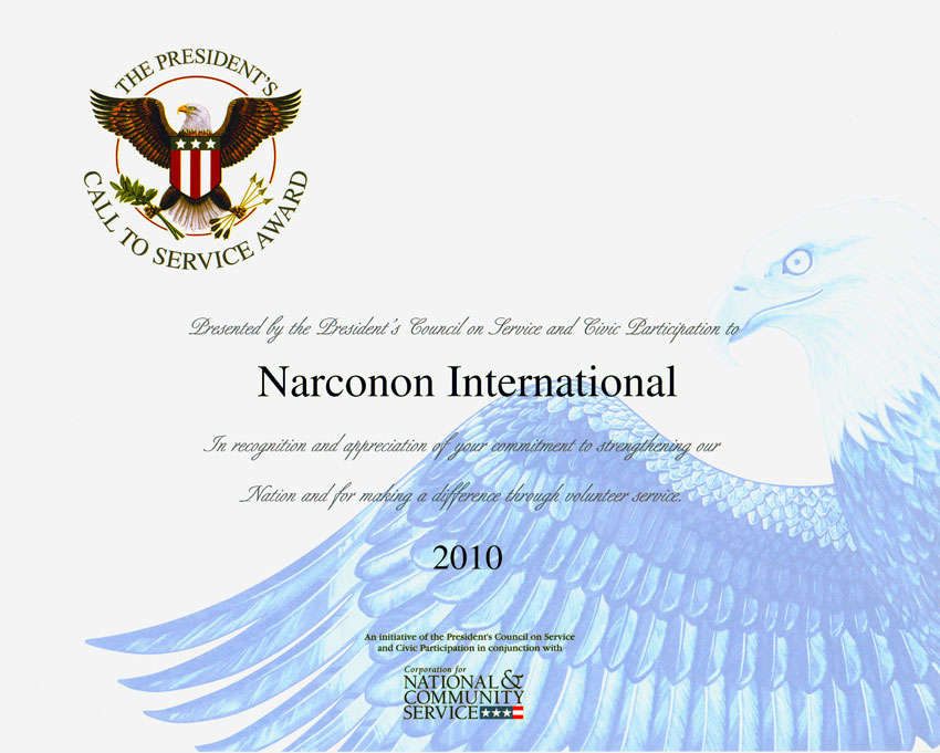 USA Call to Service Award Narconon International